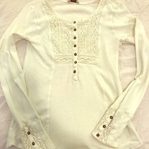 Lucky brand long sleeve blouse with lace detail